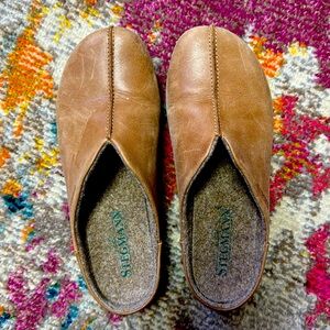 Stegmann Maria Mule Clog Brown Leather wool cork size 8 great Fall Shoe
